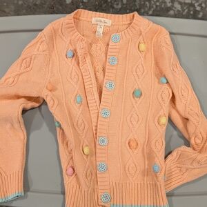 Matilda Jane Peach Cardigan with Colorful Accents